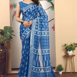 Quelea Floral Zari Linen Blend Khadi Saree-picture-38