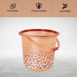 Kuber Industries Brown & Orange-Coloured Multi Purpose Bucket With Handle- 24 ltr image 2