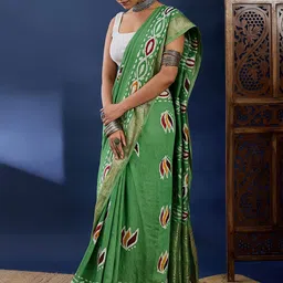 Taavi Printed Pure Cotton Batik Saree with Unstitched Blouse-image-45