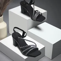 Anouk Embellished Open Toe Block Sandals-5