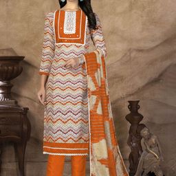 SAINOOR Printed Pure Cotton Semi-Stitched Dress Material-image-92