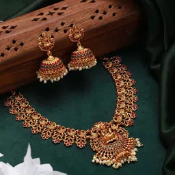 Jazz and Sizzle Gold-Plated Stone-Studded & Beaded Jewellery Set-41