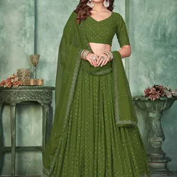 KALINI Women Sequinned Semi-Stitched Lehenga & Unstitched Blouse With Dupatta-image-36