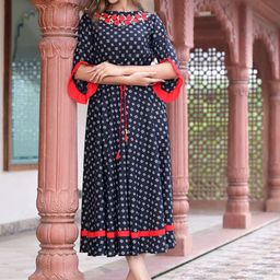 IKRASS Women Geometric Printed Empire Midi Dress-14