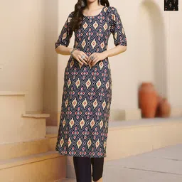HERE&NOW Selection Of 2 Geometric Printed Round Neck Straight Kurtas-image-82