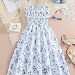 Miss & Chief Girls Cotton Floral Printed Fit & Flare Maxi Dress-39