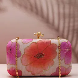 ARTKLIM Floral Embroidered Box Clutch-image-5