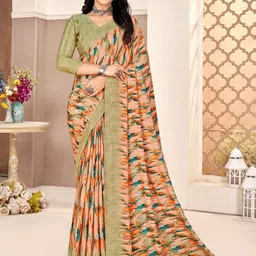 Panzora Abstract Printed Poly Crepe Saree-image-13