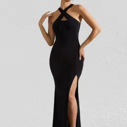 CLAFOUTIS Crepe A-Line Maxi Dress-image-85
