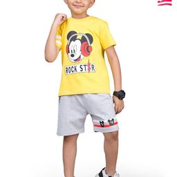 BILLYBALL Kids Pack Of 2 Printed Round Neck Pure Cotton T-shirts With Shorts-image-100