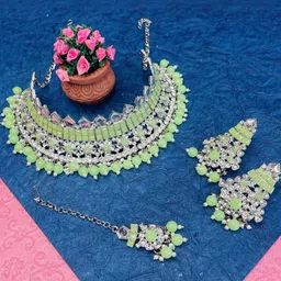 VATSALYA creation Rhodium-Plated Artificial Stones Alloy Jewellery Set-image-30