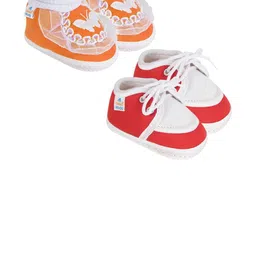 NESKA MODA 0 To 6 Month 2 Pair Set Newborn Baby Unisex Soft Skin-Friendly Cotton Lace Shoes Booties-image-78