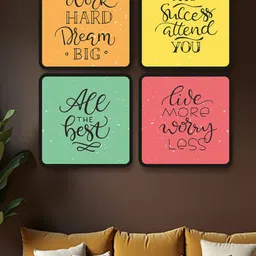 SAF Yellow & Black 4 Pieces Motivational Painting Wall Arts-picture-45