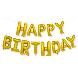 Amfin Happy Birthday Letter Foil Balloons Golden - Pack of 13-2