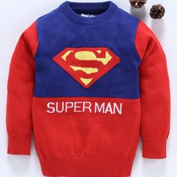 Mom's Love Full Sleeves Pullover Sweater Superman Design - Blue Red-image-87