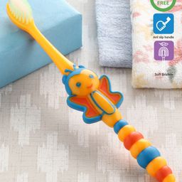 Babyhug Ultra Soft Bristles Bee Design Toothbrush - Blue Yellow-image-88