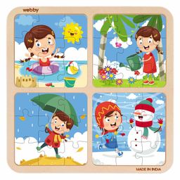 Webby 4 in 1 Seasons  Wooden Puzzle Multicolor - 36 Pieces-image-122