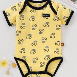 Wow Clothes Half Sleeves Onesie Car Print - Yellow-image-96