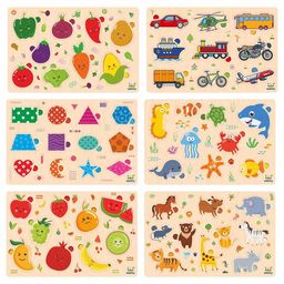 Webby Wooden Educational Puzzles Multicolour - Set of 6-34