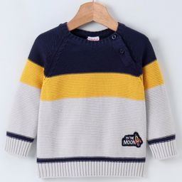 Babyhug Full Sleeves Pullover Colorblock Sweater - Blue-image-26