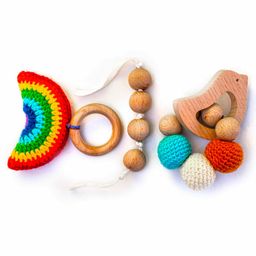 Rocking Potato Montessori Baby Rattle cum Teether Set of 2 - Multicolor-19