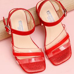 Cute Walk by Babyhug Shimmer Sandals - Dark Red-image-70