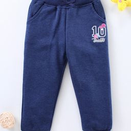 Babyhug Full Length Track Pants Flower Print - Navy-image-15