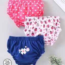 Babyhug 100% Cotton Antibacterial Finish Panties Pack of 3 - Pink White Blue-picture-21
