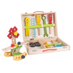 NESTA TOYS Wooden Tool Kit Set With Tool Box 33 Pieces - Multicolour-28