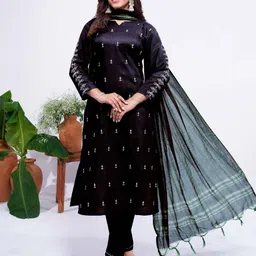 ARADHNA Women Ethnic Motifs Embroidered Regular Kurta with Trousers & With Dupatta-picture-8