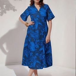 DressBerry Women Floral Print Wrap Midi Dress-image-44