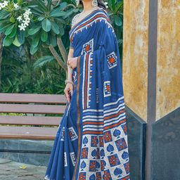 Pandadi Saree Zari Block Printed Saree-picture-42
