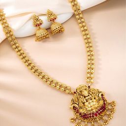 Peora Gold-Plated Stone-Studded Jewellery Set-image-17