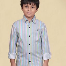 SKY PEARL Boys Standard Vertical Striped Cotton Casual Shirt-image-44
