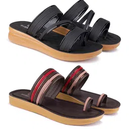 Bersache Women Pack Of 2 One Toe Flats-15