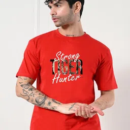 OWL MINK Men Printed Pure Cotton Applique T-shirt-image-44