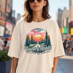 DressBerry Graphic Printed Drop-Shoulder Sleeves Oversized Cotton T-shirt-image-85