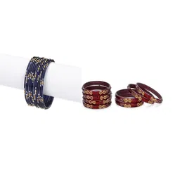 SOMIL Set of 20 Blue Alloy Artificial Stones & Beads Bangles-image-97