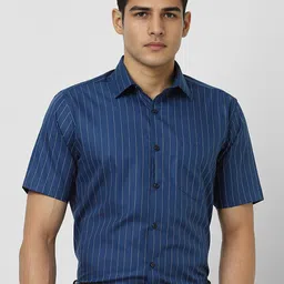 Van Heusen Men Regular Fit Spread Collar Vertical Striped Cotton Formal Shirt-image-71