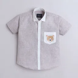 Polka Tots Boys Solid Spread Collar Cotton Casual Shirt-47