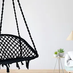 Swingzy Black Premium Cotton D-Shape Hammock Swing-11