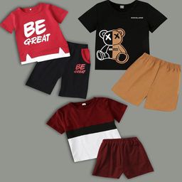 HELPOM Unisex Kids Printed T-shirt with Shorts-image-112