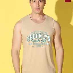 WOOSTRO Pack Of 2 Printed Super Combed Cotton Gym Vests VWS26(BKLN RUST)(BKLN MAROON)-26