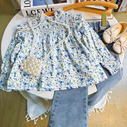 Xsole Girls Floral Printed Round Neck Top With Trousers-picture-30