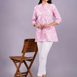 KALINI Floral Print Mandarin Collar Top-picture-11