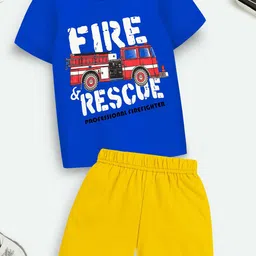 YK X Trampoline Kids Printed Round Neck T-shirt With Shorts-image-90