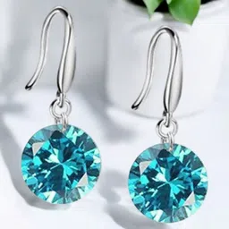 Nilu's Collection Silver-Plated CZ & Crystal Stone Studded Light Weight Drop Earrings-15