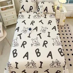 JC HOME White & Black Printed Pure Cotton 220 TC Single Bedsheet Set 1.60 m x 2.30 m-image-61