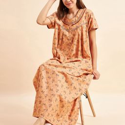 Sweet Dreams Women Pure Cotton Printed Maxi Nightdress-picture-42