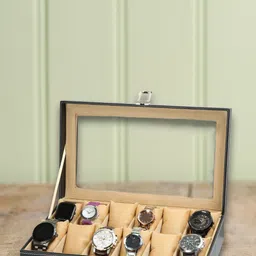 ZENWOOD Black 12 Slots Watch Organiser Box-30